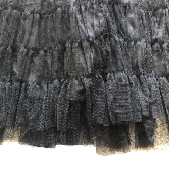 Chaudry Midi Skirt Tiered Tulle Ruffles Side Zip Size Small Black Witchy Goth - Picture 6 of 12